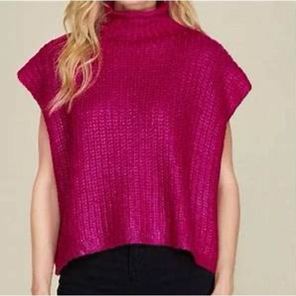 She + Sky metallic fuchsia sweater